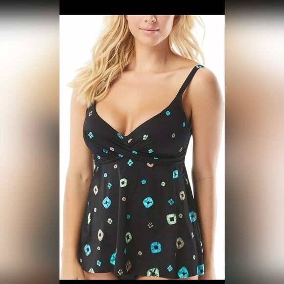 NEW Contours by Coco Reef Shapemakers Swim Top Tankini Pool Beach 34D Size 10 - Picture 2 of 9